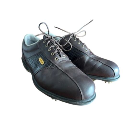 FootJoy “DryJoys” Men\'s sz 10M 53622 In Leather and Alligator Print Golf Shoes main image 4